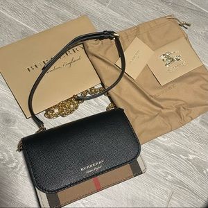 Burberry gold chain canvas crossbody bag